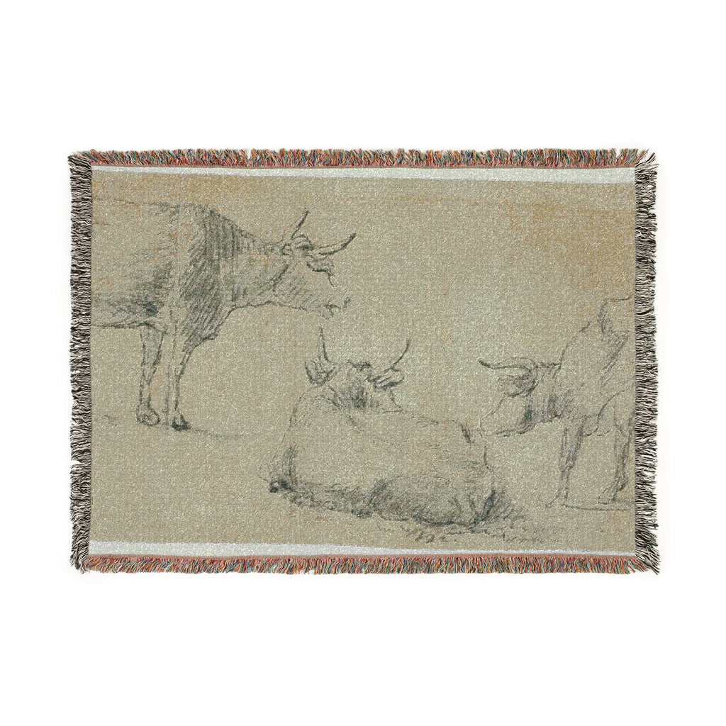 Aelbert Cuyp - Three Sketches of Cows | Woven Tapestry Blanket