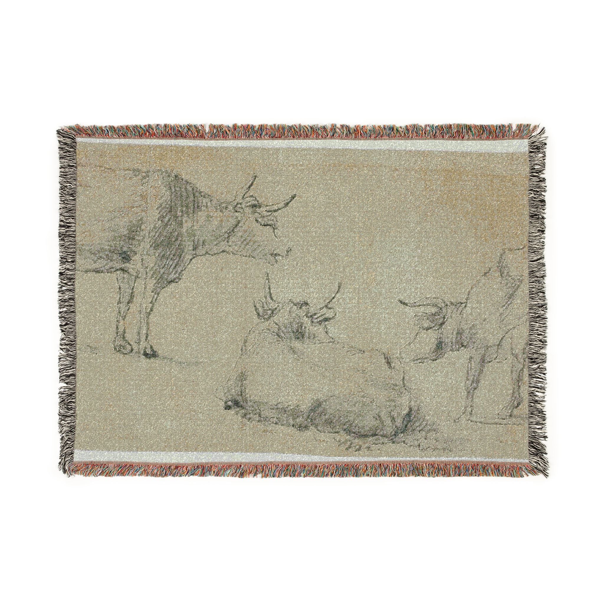 Aelbert Cuyp - Three Sketches of Cows | Woven Tapestry Blanket