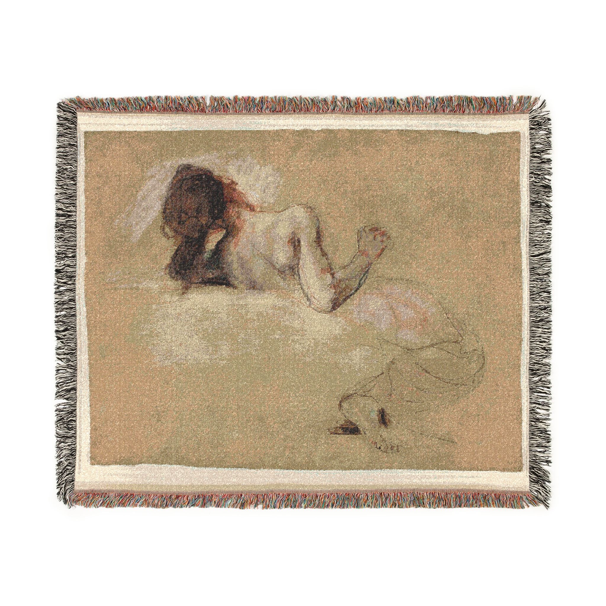 Crouching Woman Eugène Delacroix Tapestry Blanket