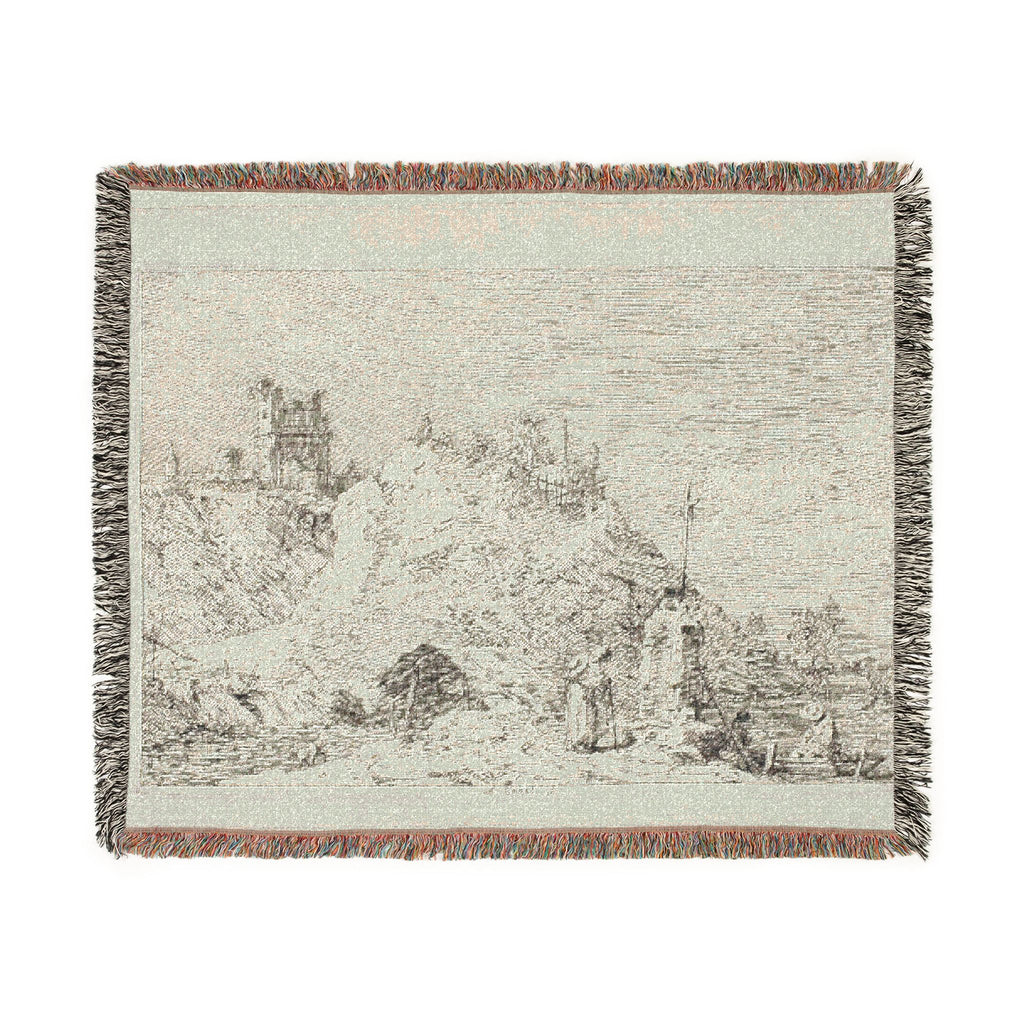 Canaletto - Landscape with the Pilgrim at Prayer, from Vedute | Woven Tapestry Blanket