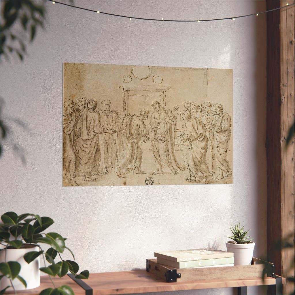 Style of Nicolas Poussin - The Incredulity of Saint Thomas (recto); Sketches of Figures (verso) | Fine Art Poster