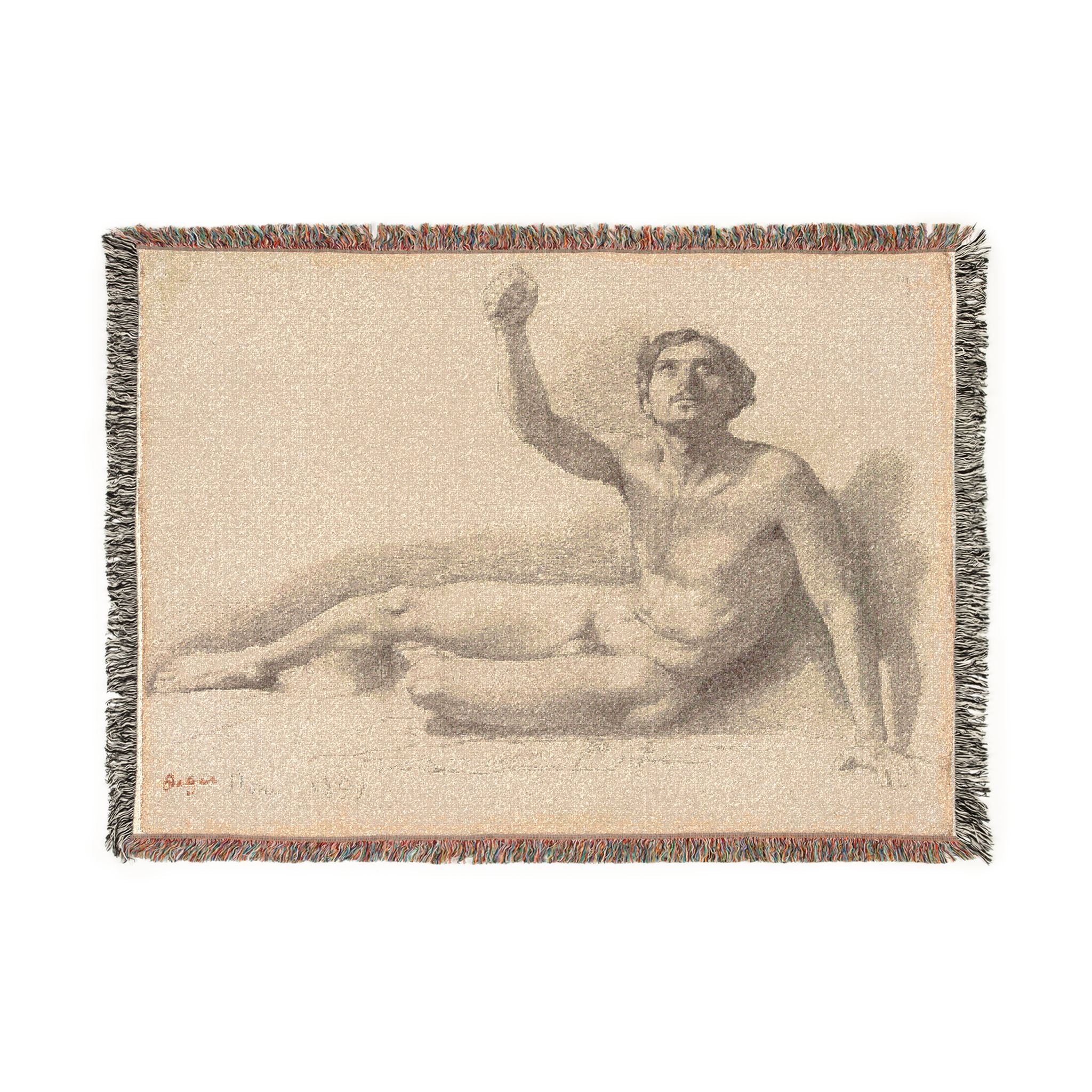 Hilaire Germain Edgar Degas - Study of a Male Nude | Woven Tapestry Blanket