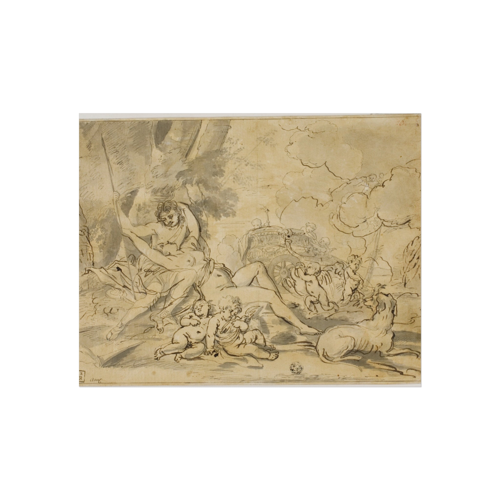 Figures, Chariot and Dog Nicolas Poussin Fine Art Poster