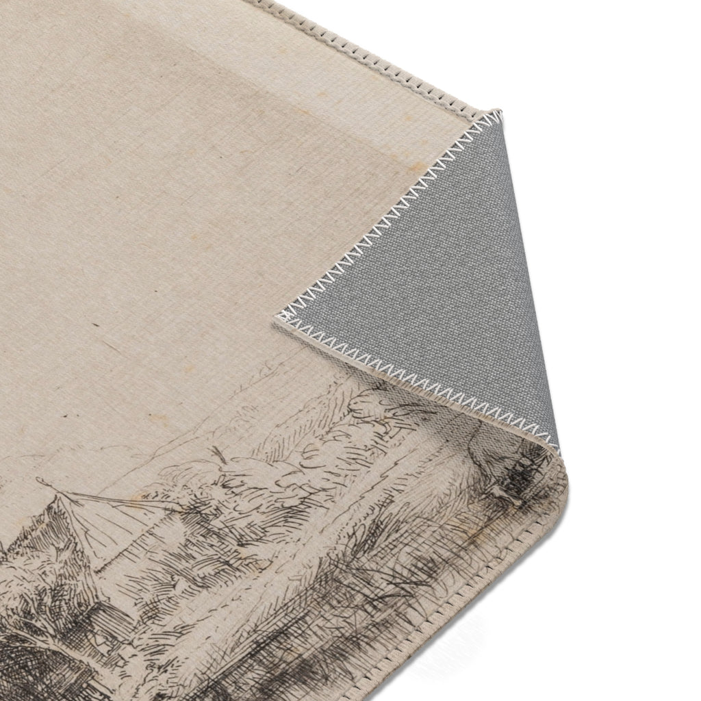 Rembrandt van Rijn - Landscape with a Cow Drinking | Area Rug