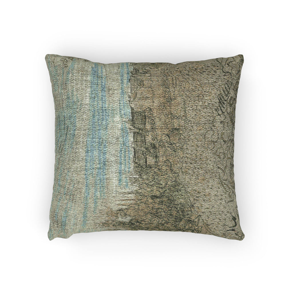 Vincent van Gogh - Cottages with a Woman Working in the Middle Ground | Woven Pillow