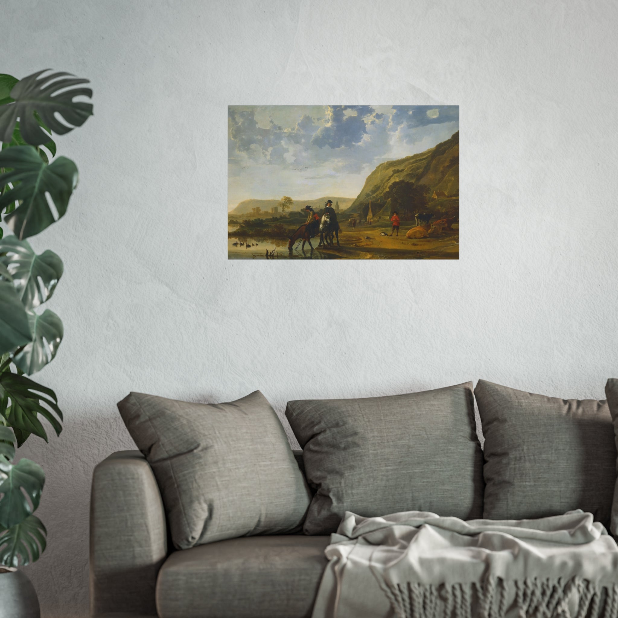 Aelbert Cuyp - Rivierlandschap met ruiters - Google Art Project | Fine Art Poster
