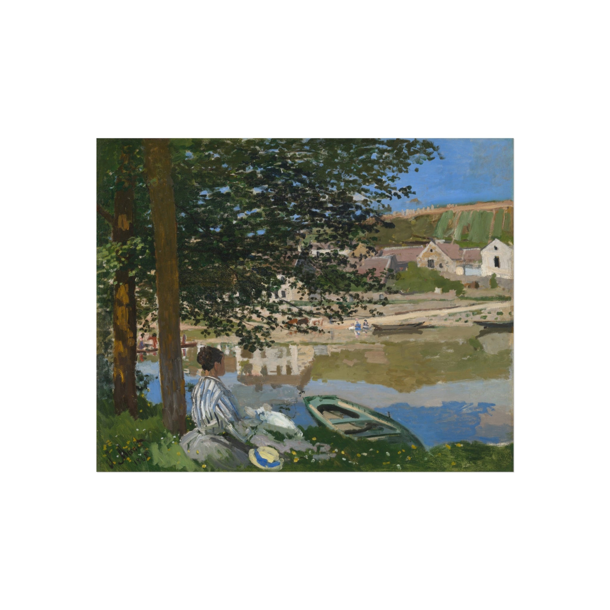 On the Bank of the Seine, Bennecourt Claude Monet Fine Art Poster