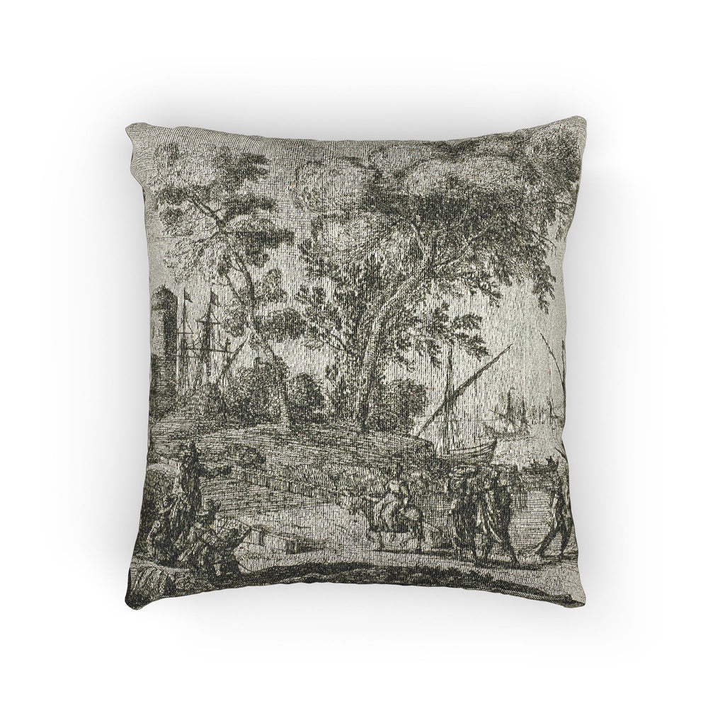 Claude Lorrain - Coast Scene with an Artist Drawing | Woven Pillow