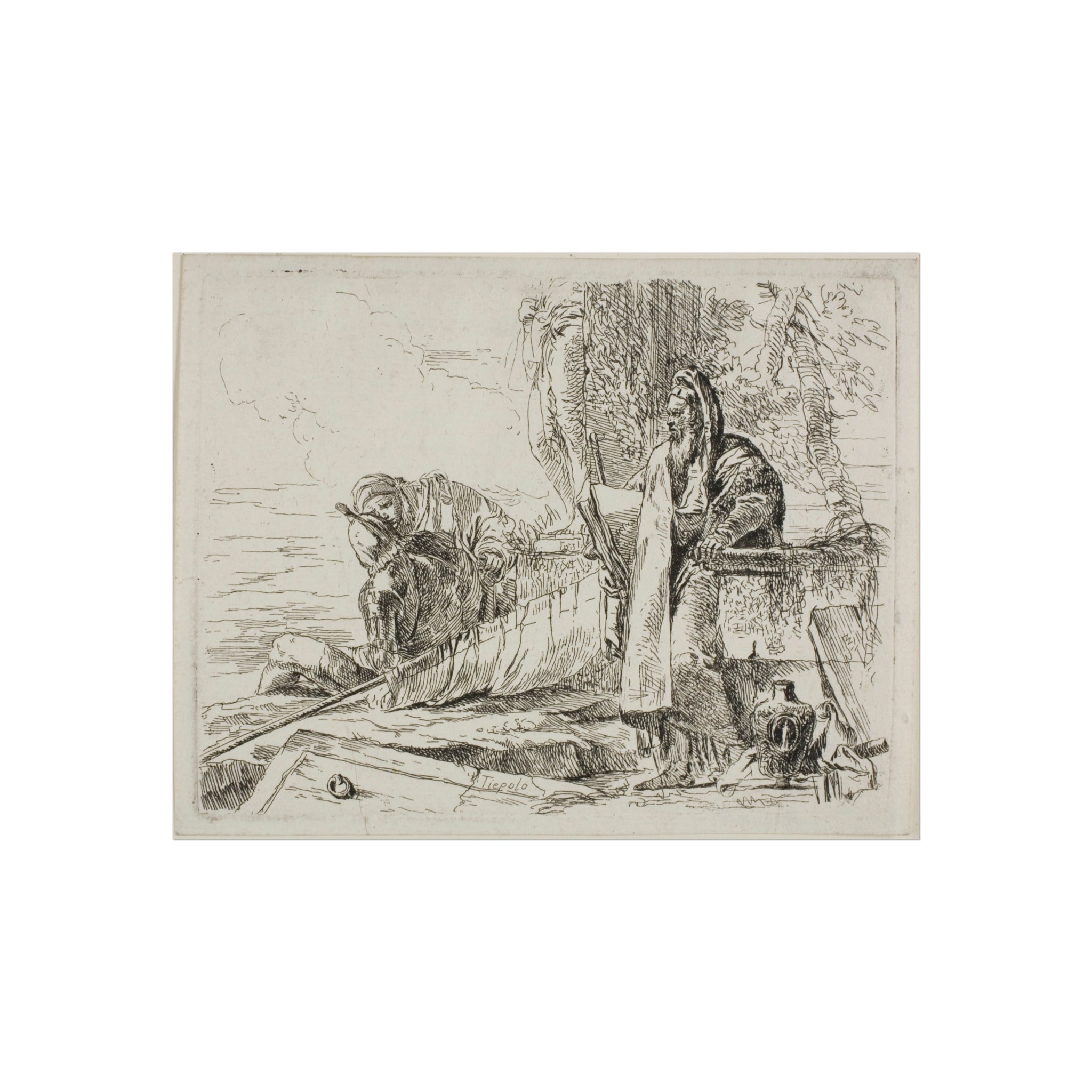Giovanni Battista Tiepolo - Standing Philosopher and Two Other Figures, from Capricci | Fine Art Poster