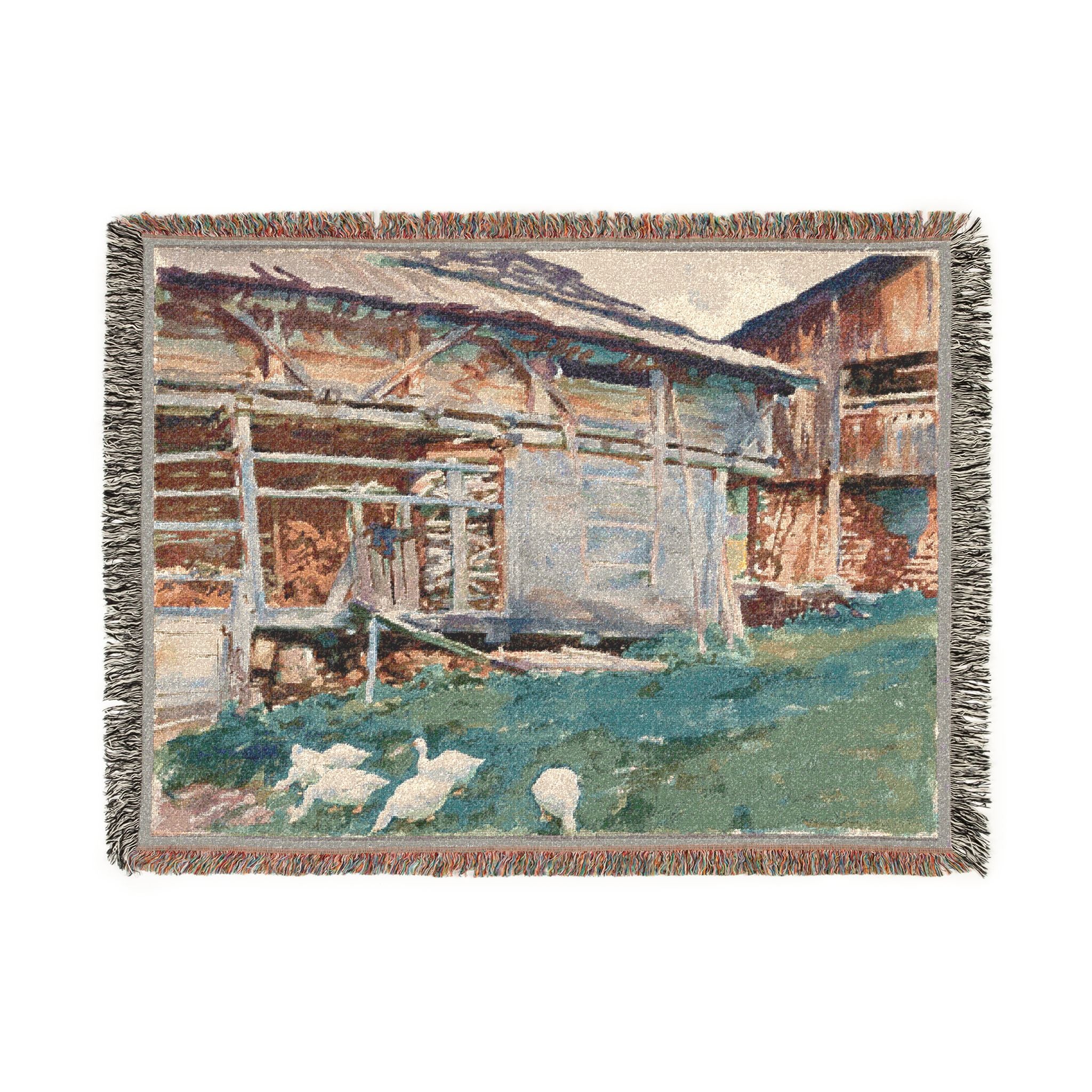 John Singer Sargent - Woodsheds, Tyrol | Woven Tapestry Blanket