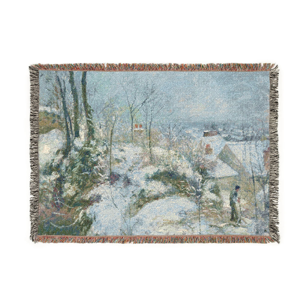 Camille Pissarro - Rabbit Warren at Pontoise, Snow | Woven Tapestry Blanket