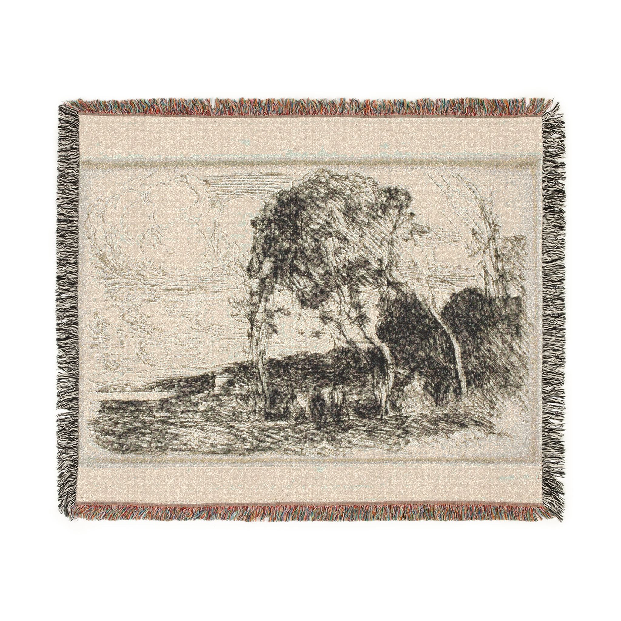 Jean Baptiste Camille Corot - Souvenir of the Fortifications of Douai | Woven Tapestry Blanket