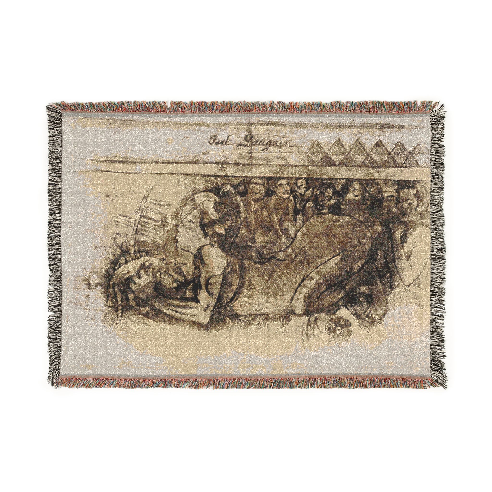 Paul Gauguin - Woman with a Cat | Woven Tapestry Blanket
