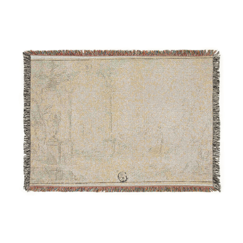Style of Francesco Guardi - Ruins in a Park, Two Figures | Woven Tapestry Blanket