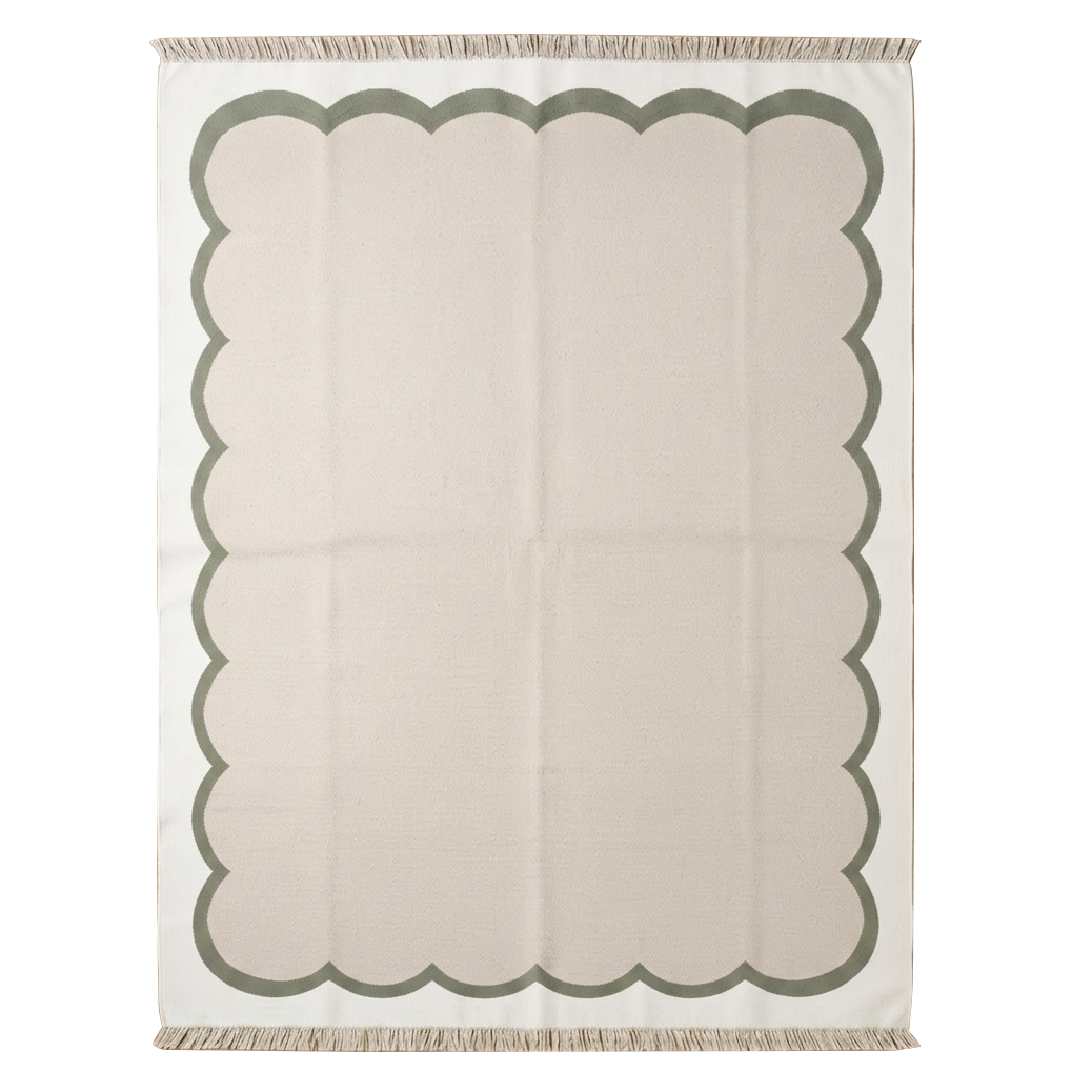 Ivory Scalloped Flatweave Rug