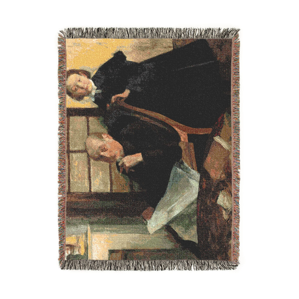 Hilaire Germain Edgar Degas - Henri Degas and His Niece Lucie Degas (The Artist's Uncle and Cousin) | Woven Tapestry Blanket