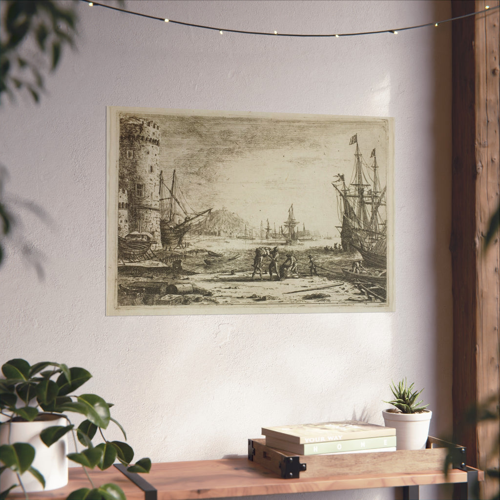 Claude Lorrain - Harbor with a Large Tower | Fine Art Poster