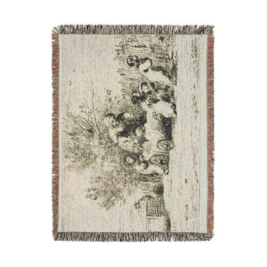 Charles François Daubigny - The Heritage of the Wagon (The Children with the Wagon) | Woven Tapestry Blanket