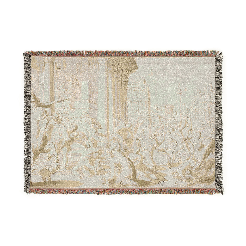 School of Nicolas Poussin - Massacre of the Innocents (recto); Figure Sketches (verso) | Woven Tapestry Blanket