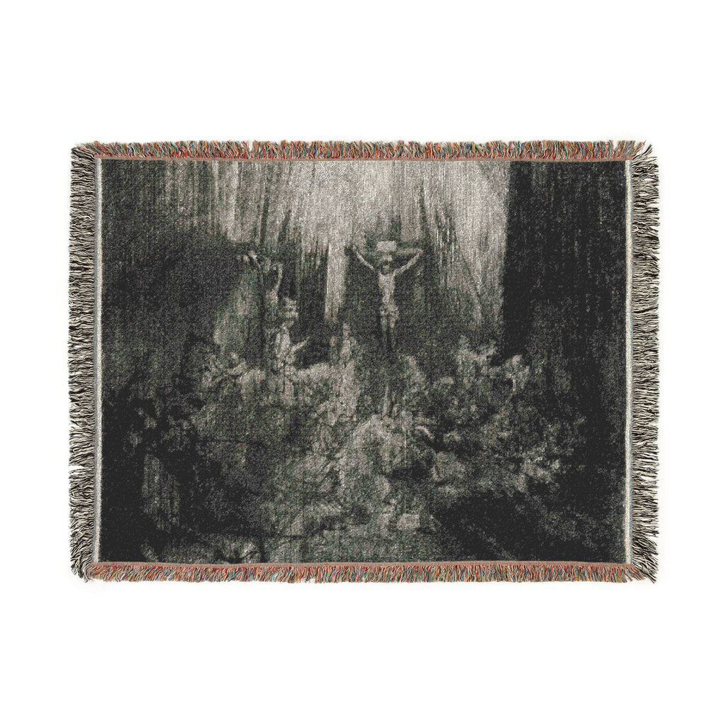 Rembrandt van Rijn - Christ Crucified between the Two Thieves The Three Crosses | Woven Tapestry Blanket