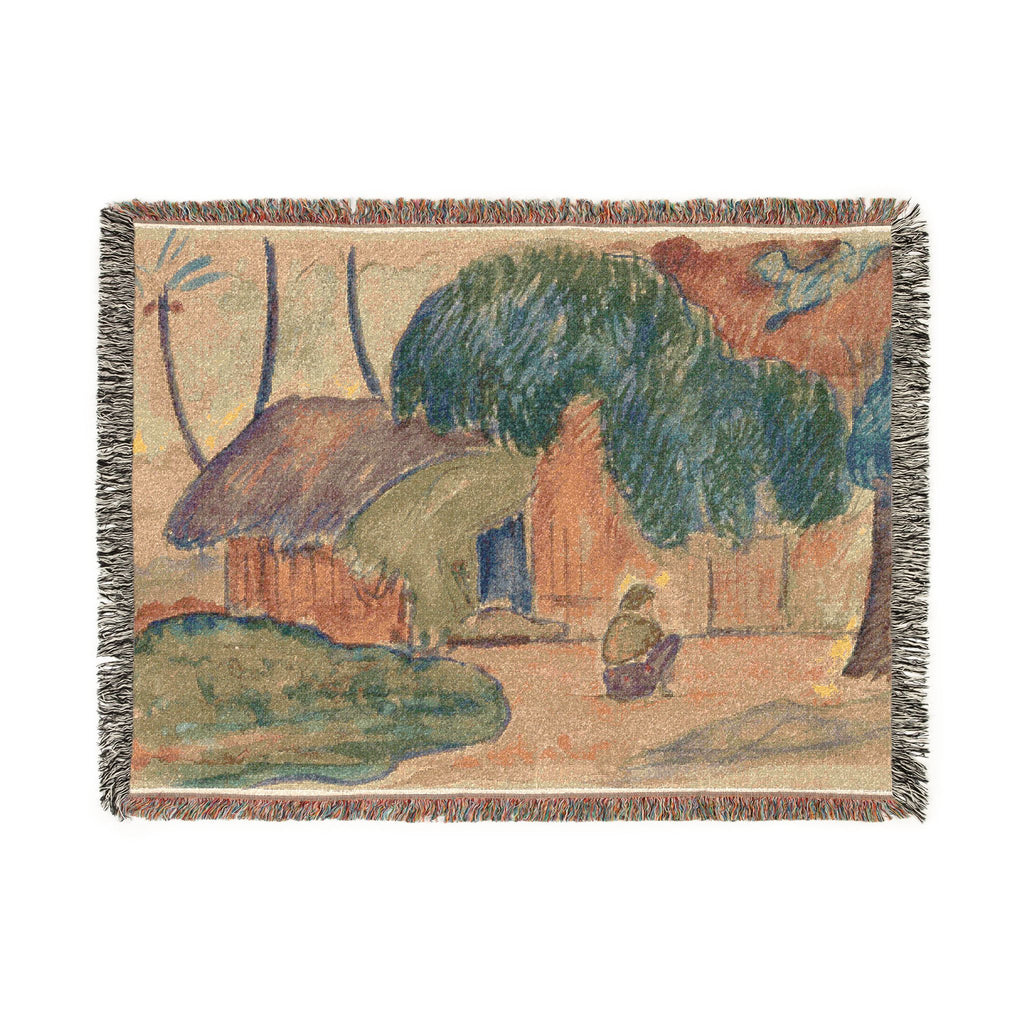 Paul Gauguin - Tahitian Hut | Woven Tapestry Blanket