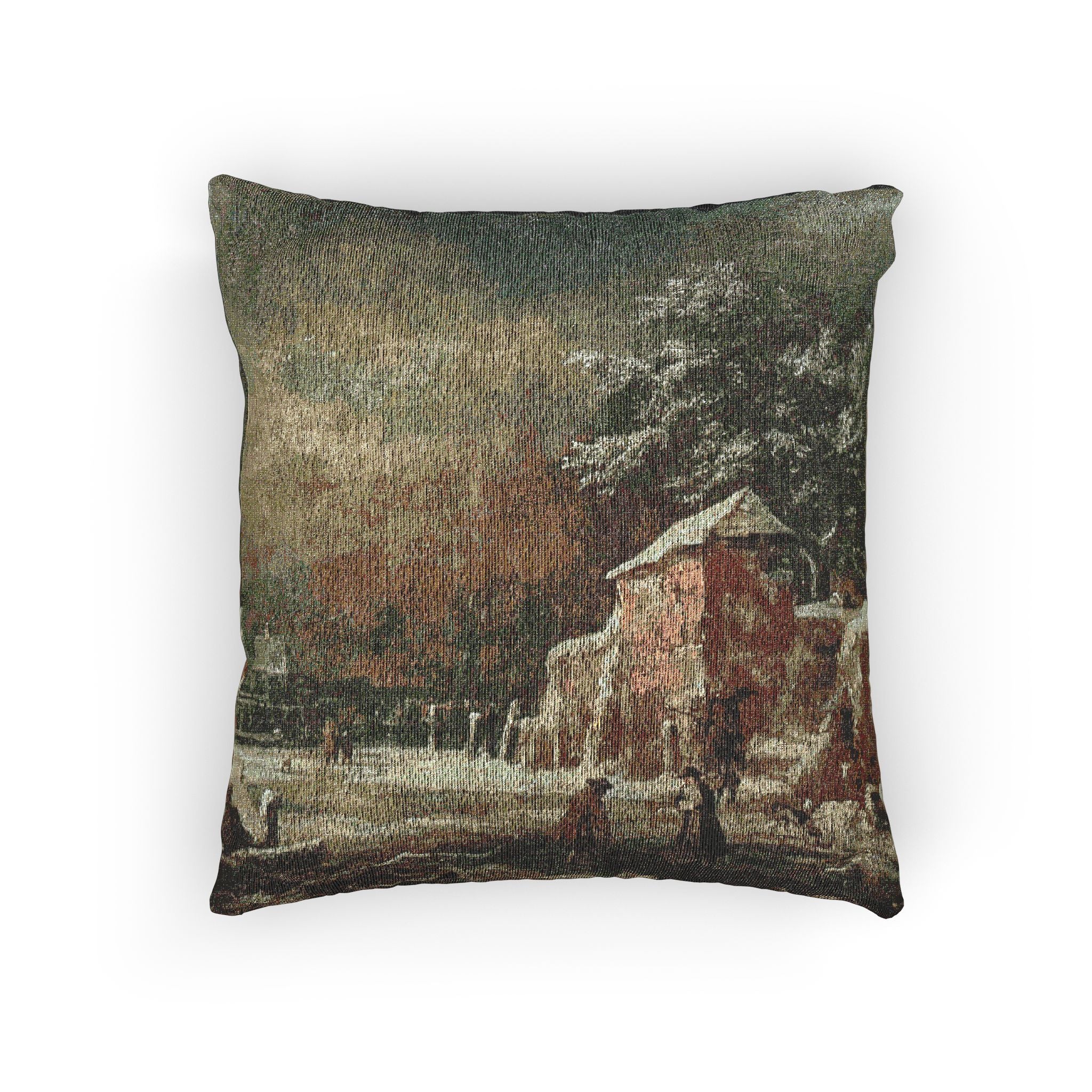 Hamburg, Kunsthalle, Jacob van Ruisdael, Winterlandschaft | Woven Pillow