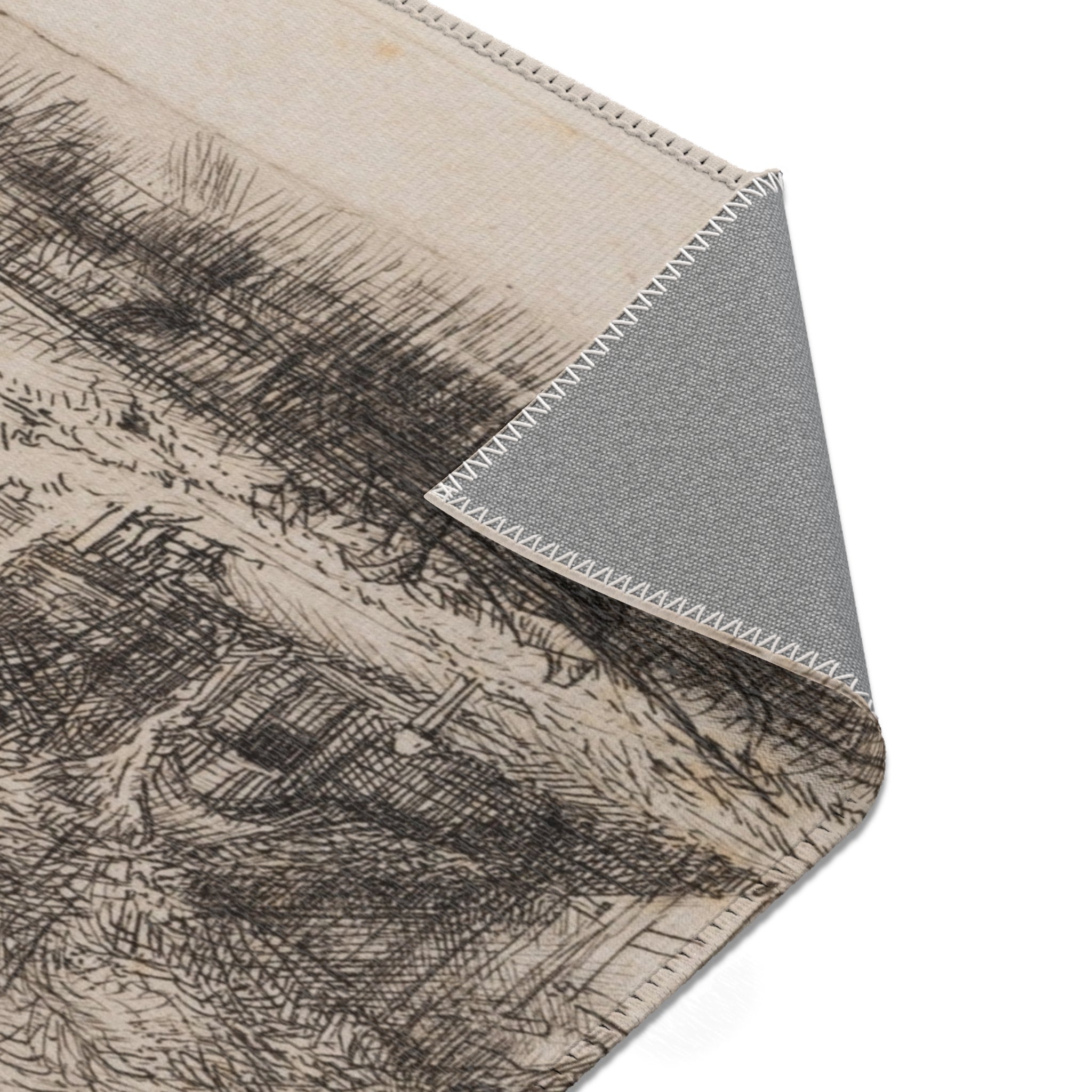 Rembrandt van Rijn - Landscape with a Cow Drinking | Area Rug
