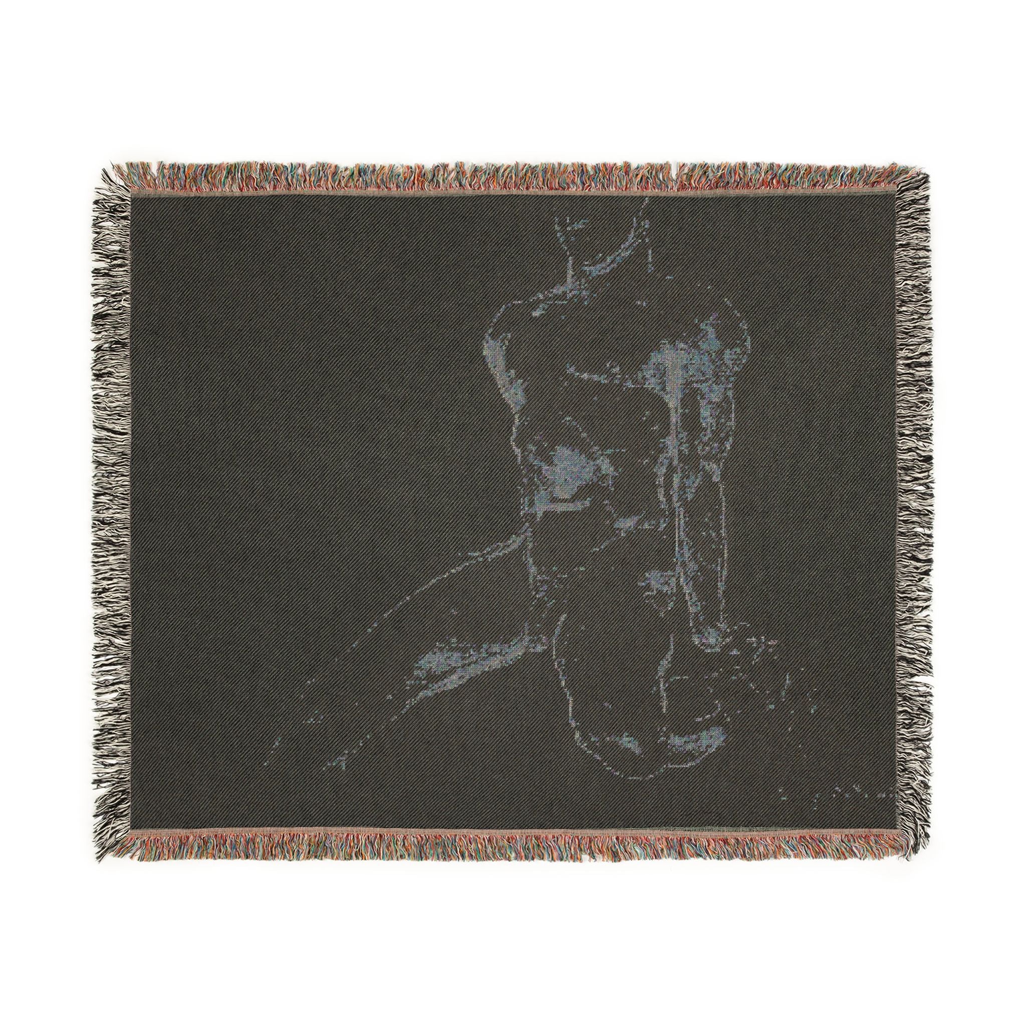 John Singer Sargent - Seated Male Nude with Extended Leg (recto); Sketch of Kneeling Male Nude and Divided Circle (verso | Woven Tapestry Blanket