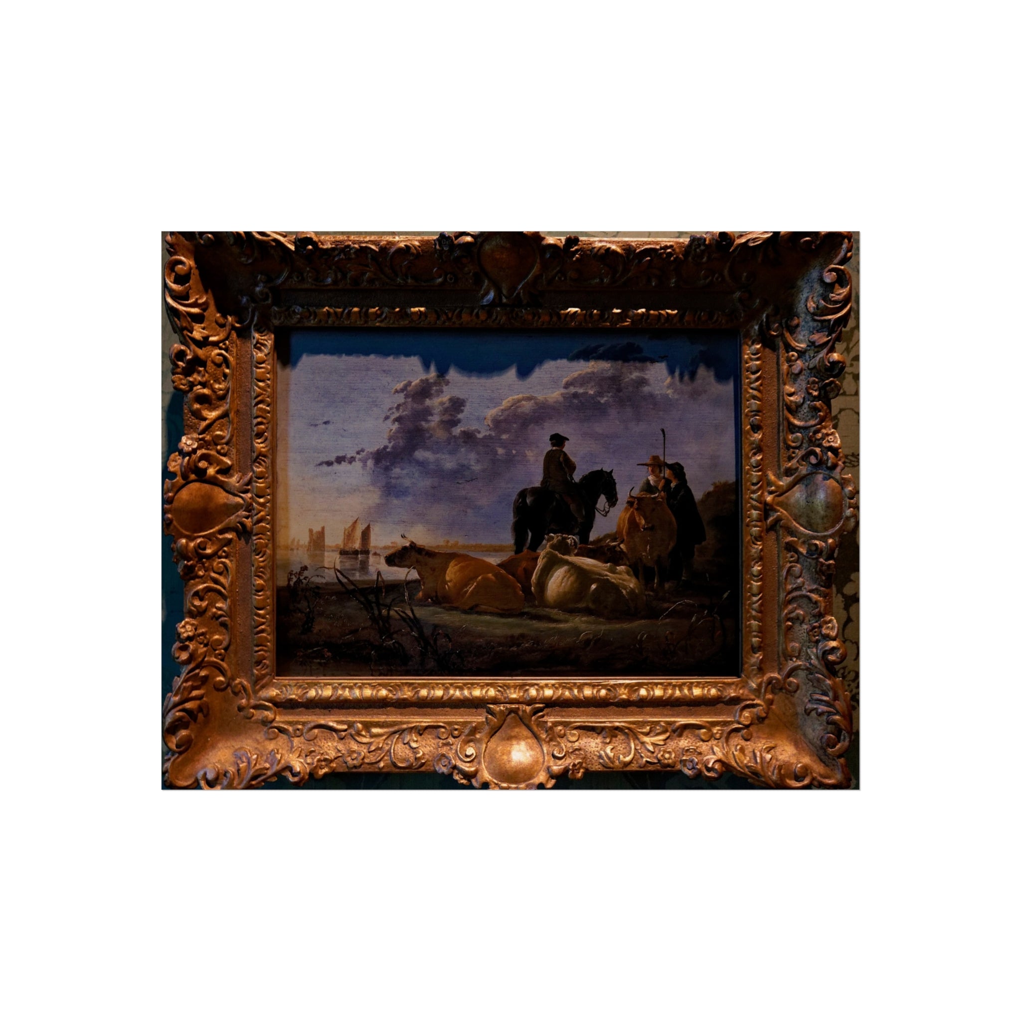 Den Haag - Mauritshuis - Aelbert Cuyp (1620-1691) - Peasants and Cattle by the River Merwede c. 1658-1660 | Fine Art Poster