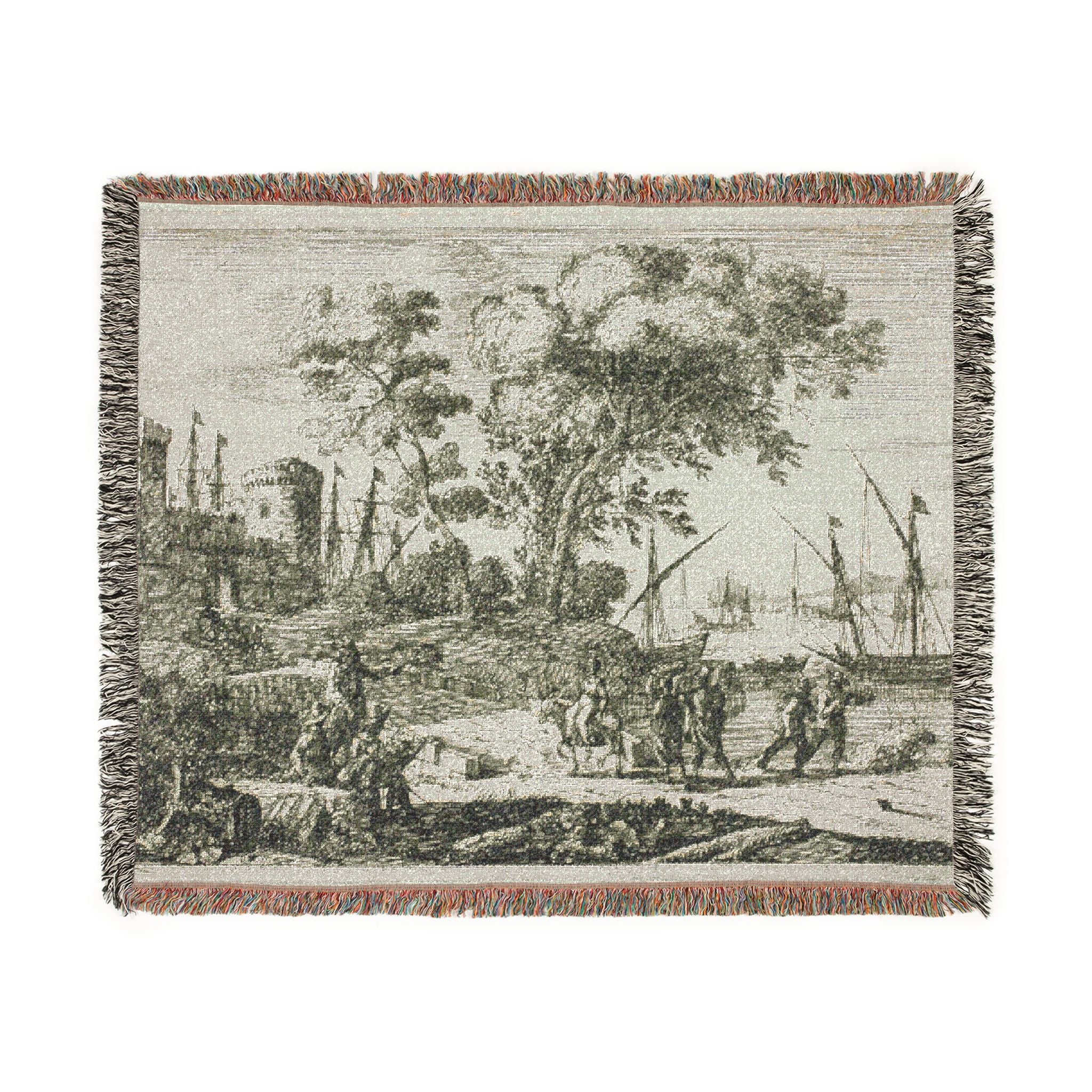 Claude Lorrain - Coast Scene with an Artist Drawing | Woven Tapestry Blanket