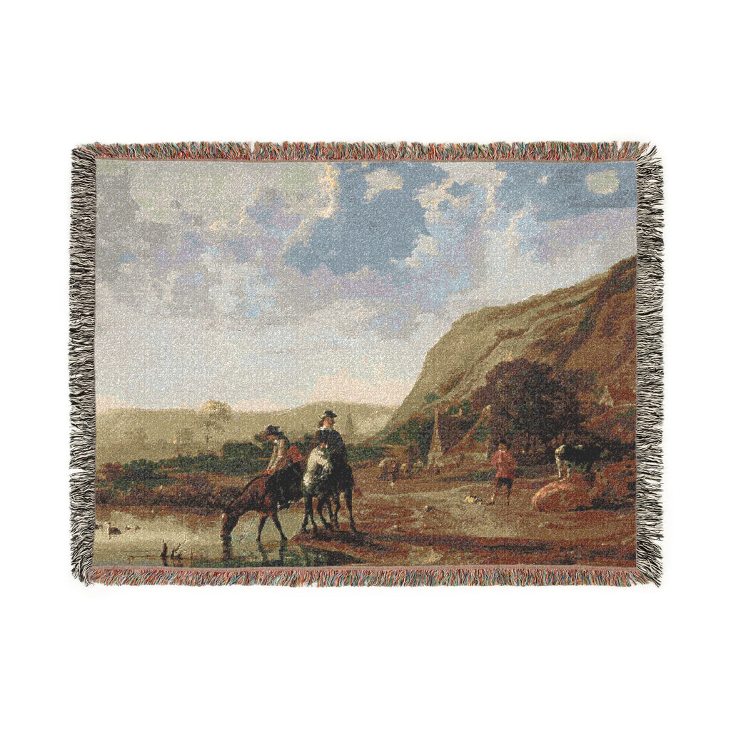 Aelbert Cuyp - Rivierlandschap met ruiters - Google Art Project | Woven Tapestry Blanket