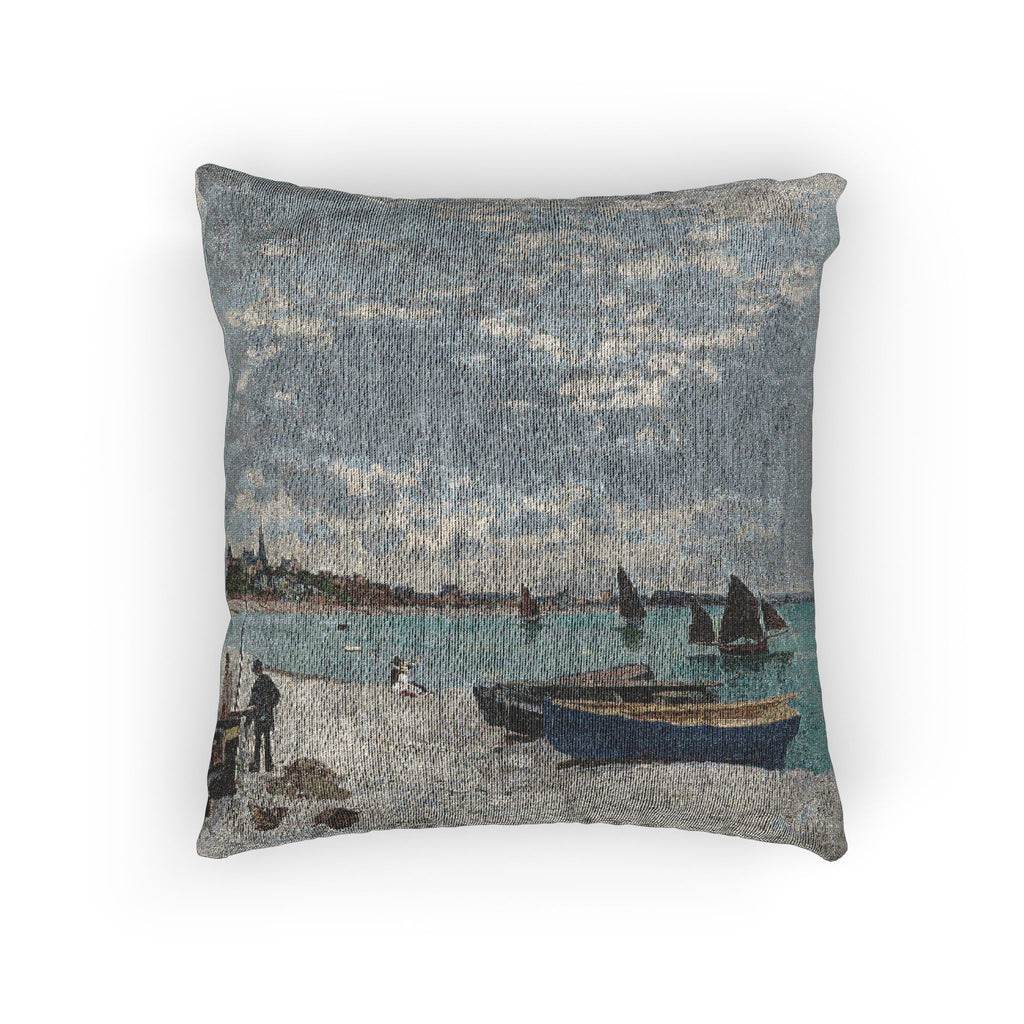 Claude Monet - The Beach at Sainte-Adresse | Woven Pillow