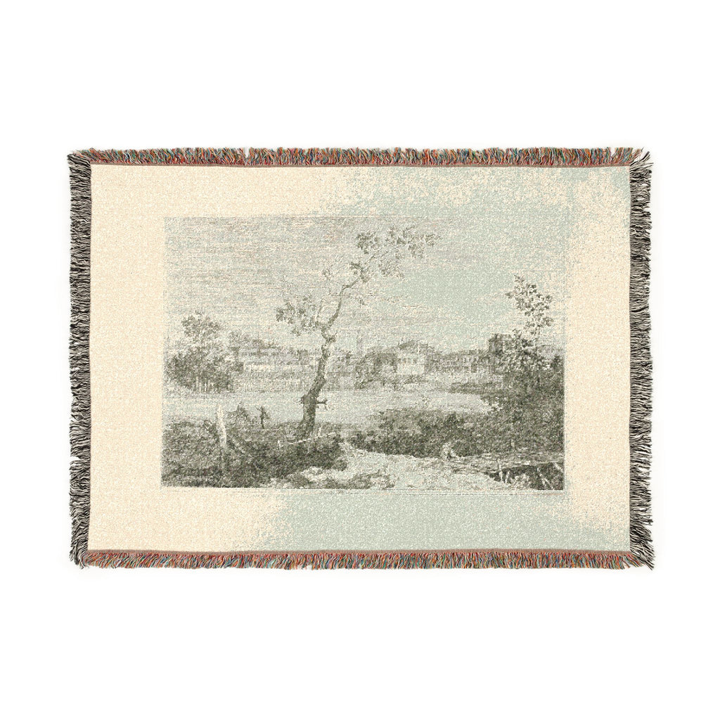 Canaletto - View of a Town on a River Bank, from Vedute | Woven Tapestry Blanket