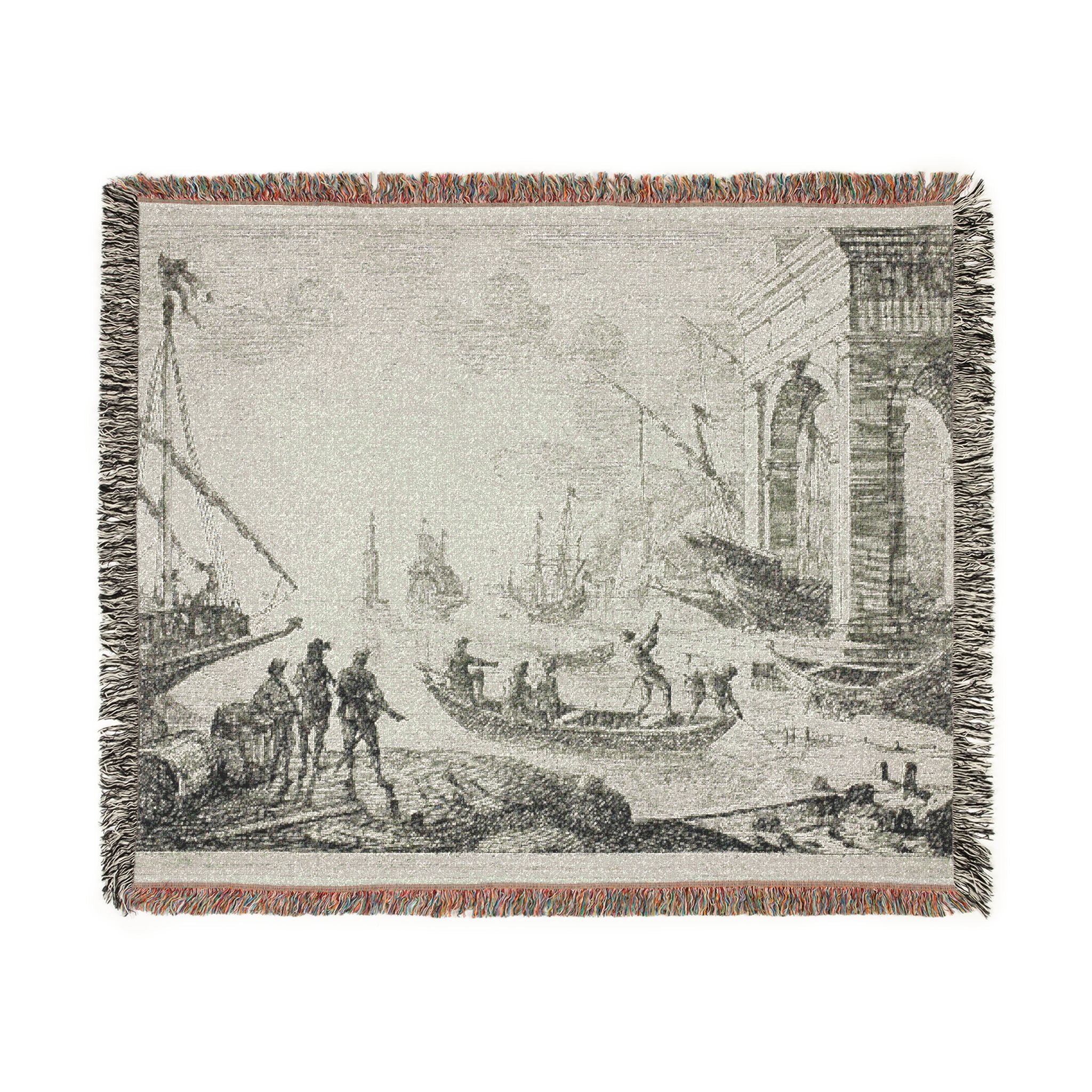 Claude Lorrain - Harbor Scene with a Lighthouse | Woven Tapestry Blanket
