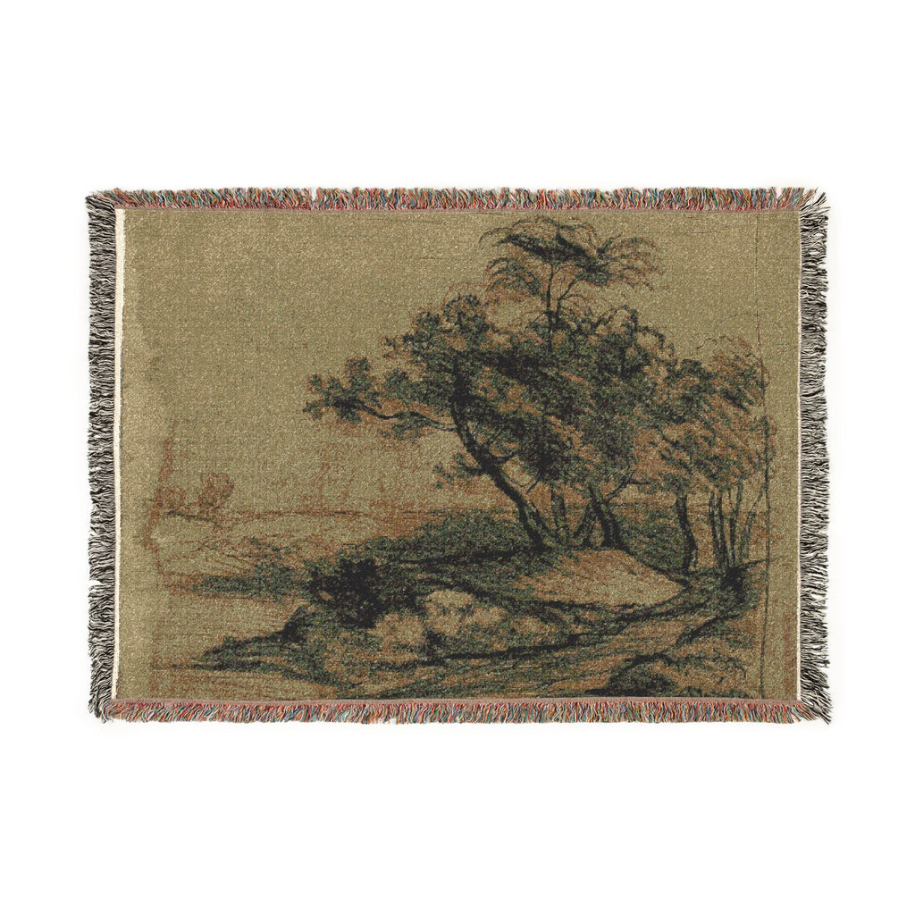 John Constable - River Bank with Trees (recto); Herd of Cattle Beneath Trees, with Inset Sketch of Landscape (verso) | Woven Tapestry Blanket