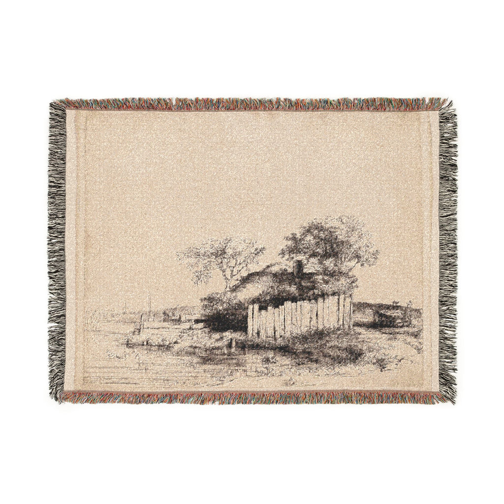 Rembrandt van Rijn - A Cottage with White Paling | Woven Tapestry Blanket