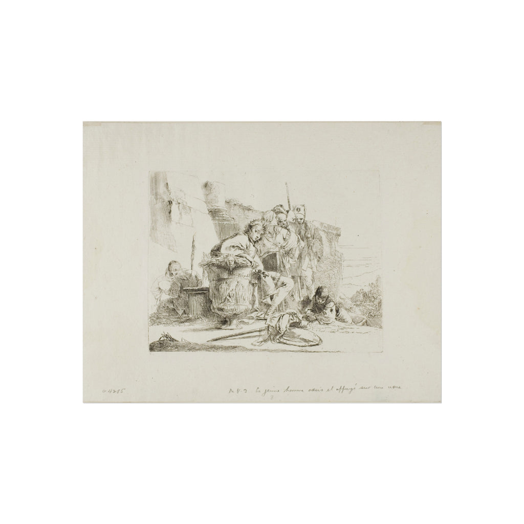 Giovanni Battista Tiepolo - Seated Youth Leaning Against an Urn, from Capricci | Fine Art Poster