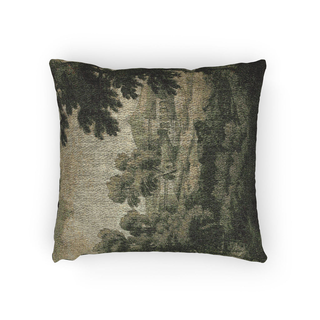 School of Nicolas Poussin - Italianate Landscape with Castle, Trees and Water in Foreground | Woven Pillow