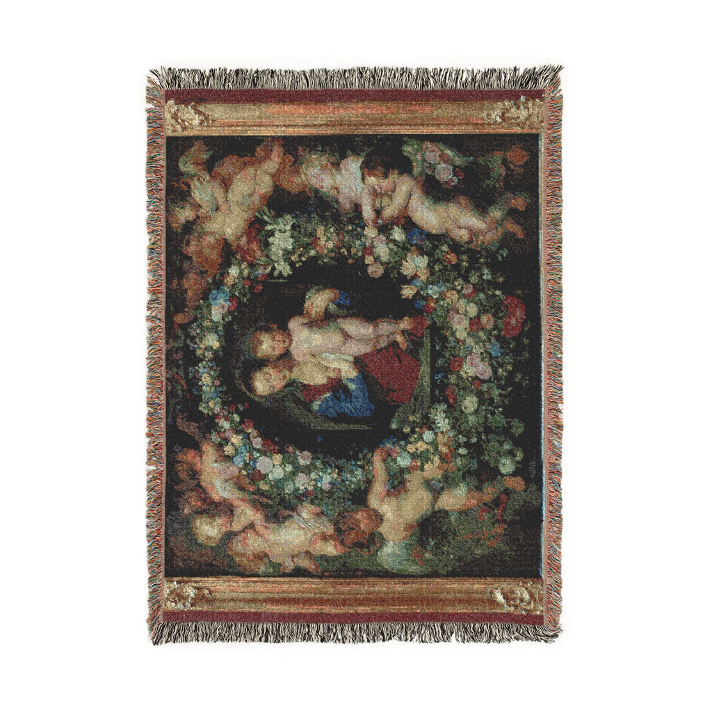 Madonna in a Garland of Flowers - Peter Paul Rubens | Woven Tapestry Blanket