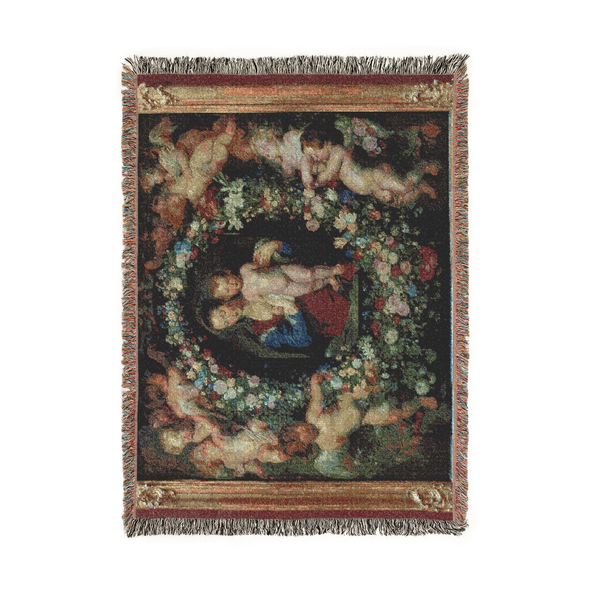 Madonna in a Garland of Flowers - Peter Paul Rubens | Woven Tapestry Blanket