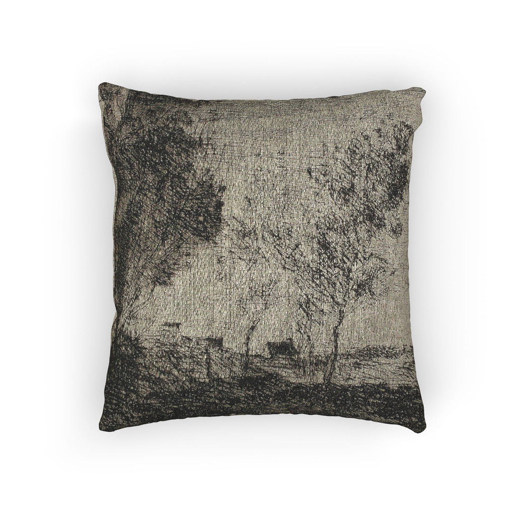 Jean Baptiste Camille Corot - In the Dunes Souvenir of the Woods of the Hague | Woven Pillow