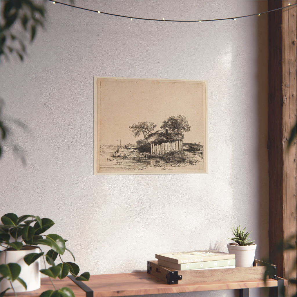 Rembrandt van Rijn - A Cottage with White Paling | Fine Art Poster