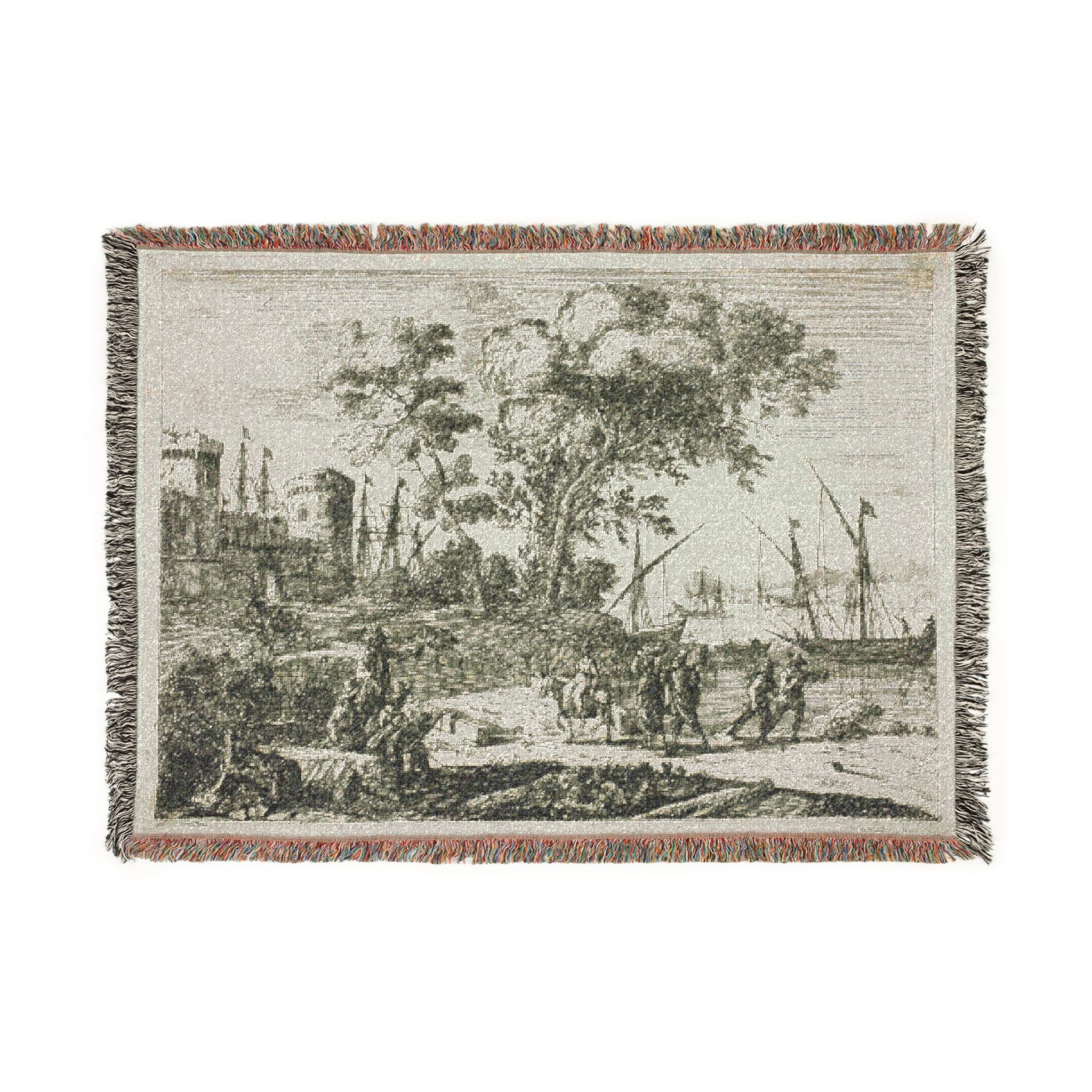 Claude Lorrain - Coast Scene with an Artist Drawing | Woven Tapestry Blanket