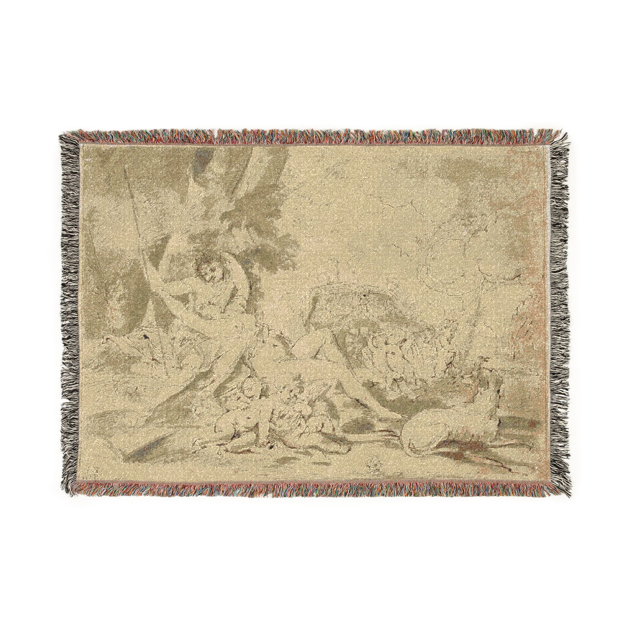 Nicolas Poussin - Figures, Chariot and Dog | Woven Tapestry Blanket