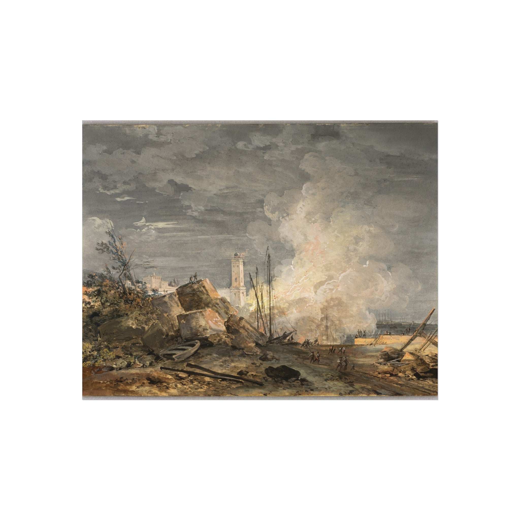 Louis Gabriel Moreau - Fire in the Port | Fine Art Poster
