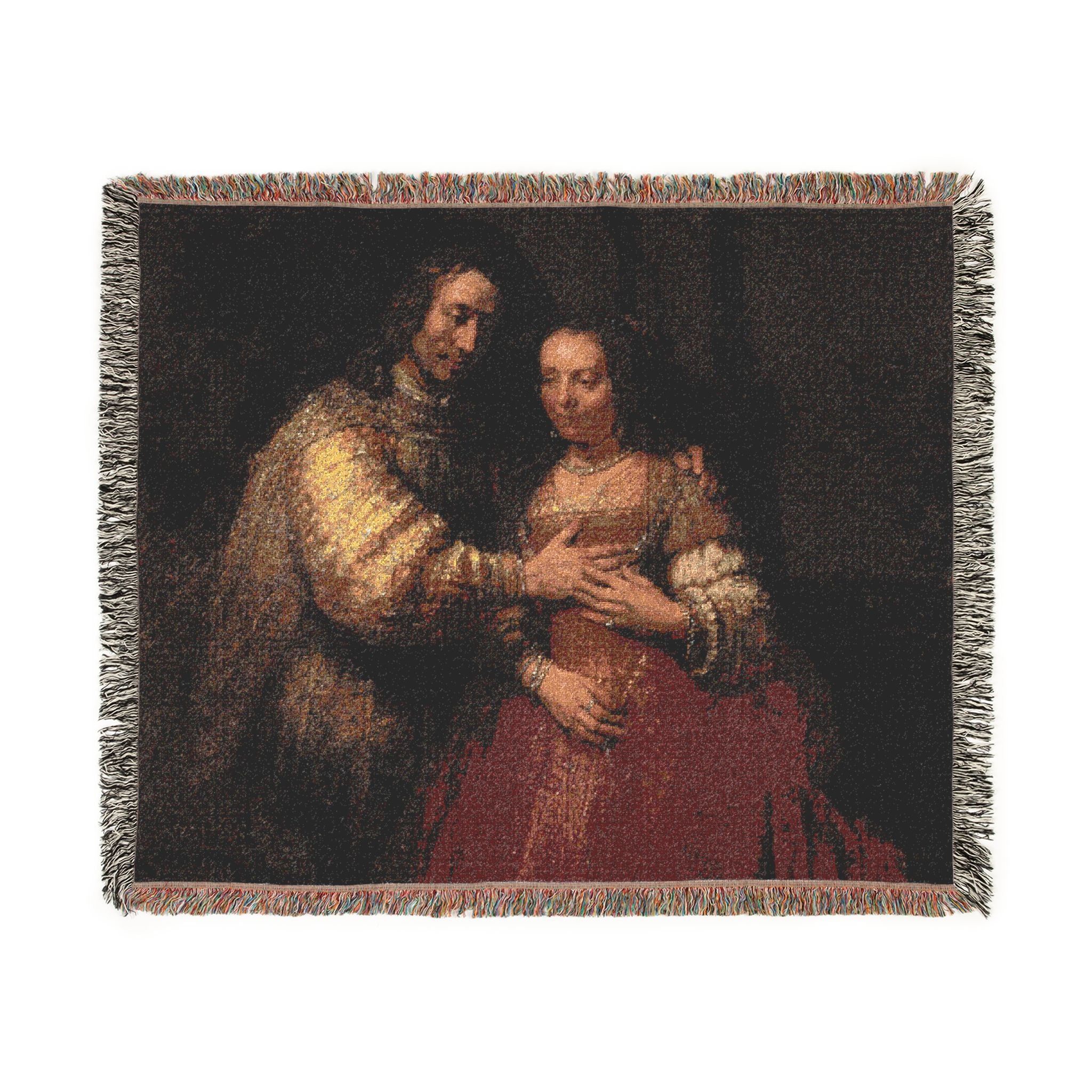 Rembrandt Harmensz. van Rijn - Portret van een paar als oudtestamentische figuren, genaamd 'Het Joodse bruidje' - Google | Woven Tapestry Blanket