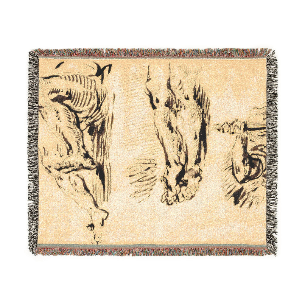 Eugène Delacroix - Study of Arms and Legs of Christ Crucified | Woven Tapestry Blanket