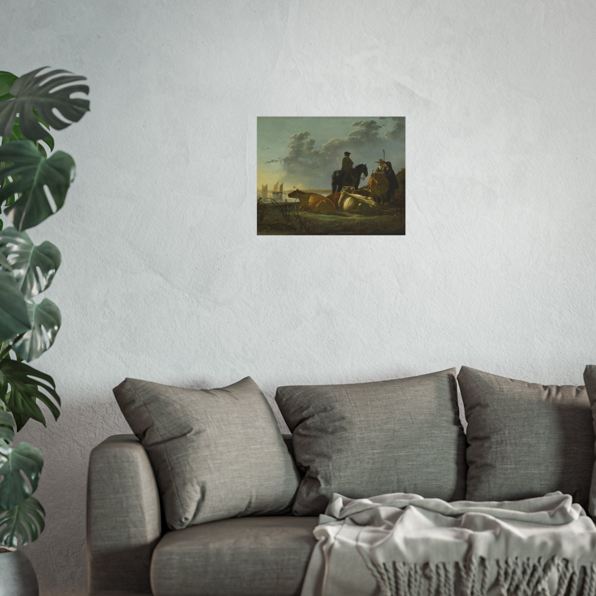 Aelbert Cuyp - Peasants with Four Cows by the River Merwede - WGA5825 | Fine Art Poster