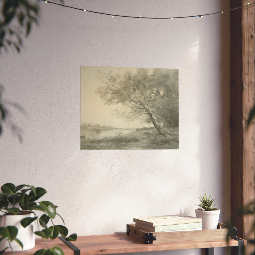 Jean Baptiste Camille Corot - Bent Tree by the Water | Fine Art Poster