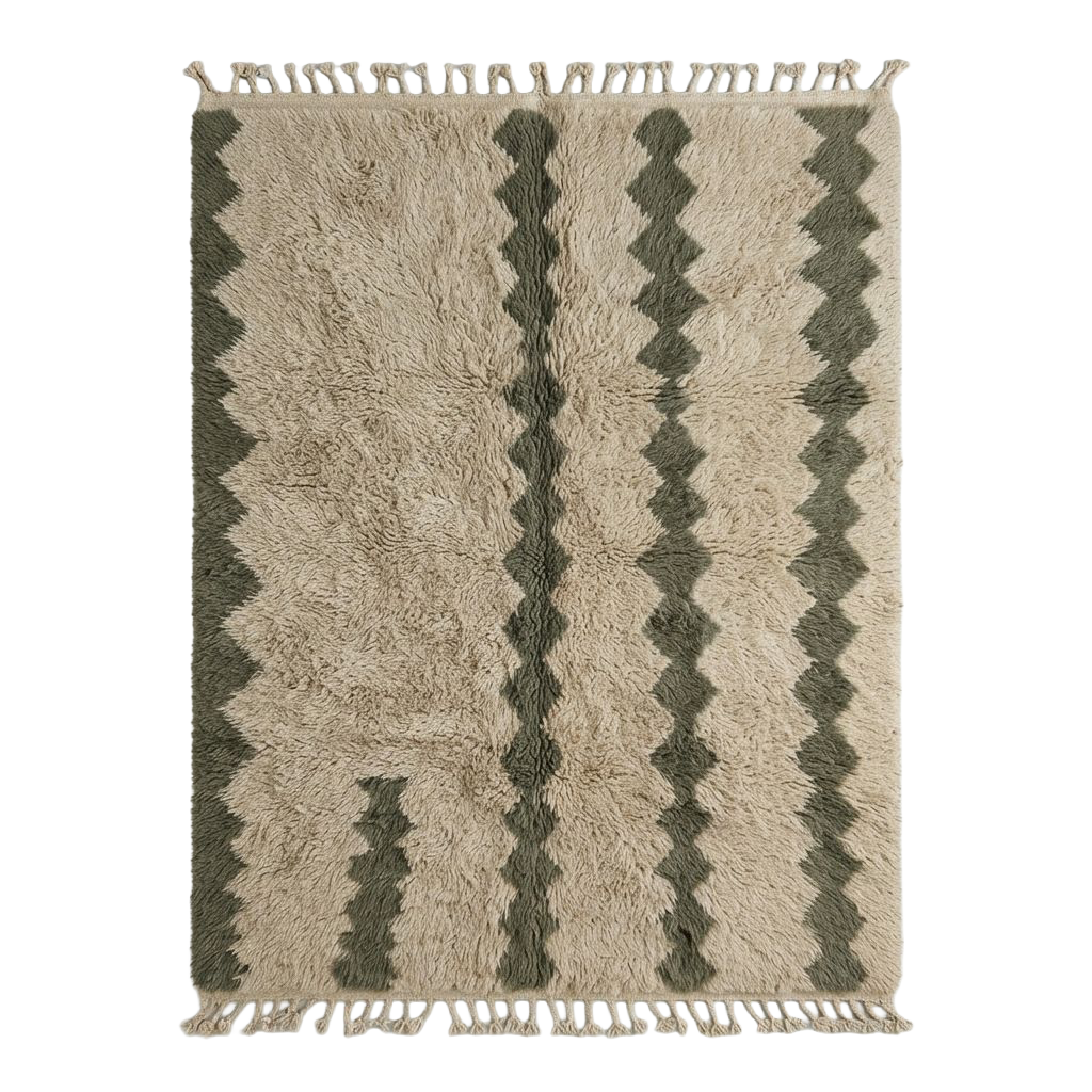 Sage Green Tribal Moroccan Shag Rug